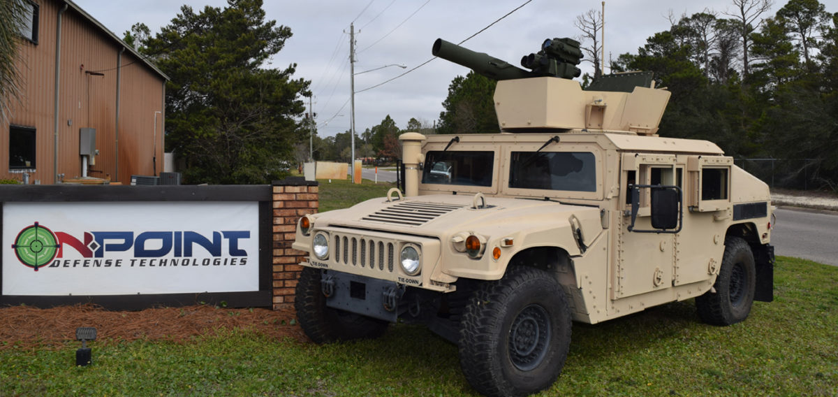 Humvee with TOW launcher at On-Point Defense Technologies Headquarters in Fort Walton Beach, Florida